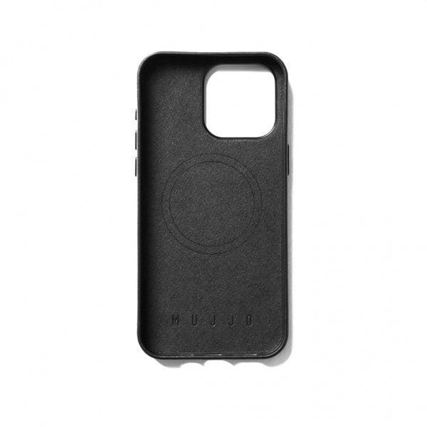 Mujjo iPhone 15 Pro Max Kuori Full Leather Wallet Case MagSafe Musta