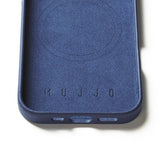 Mujjo iPhone 16 Pro -kuoret, täysnahkainen Monaco Blue -suojakotelo