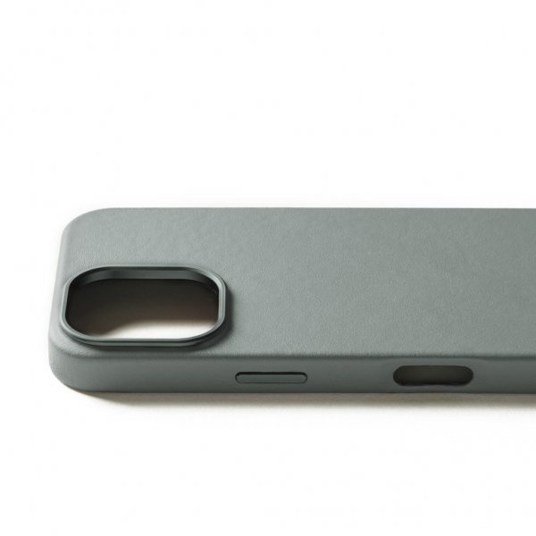 Mujjo iPhone 16 Pro -kotelo täysin nahkaa, Green Smoke