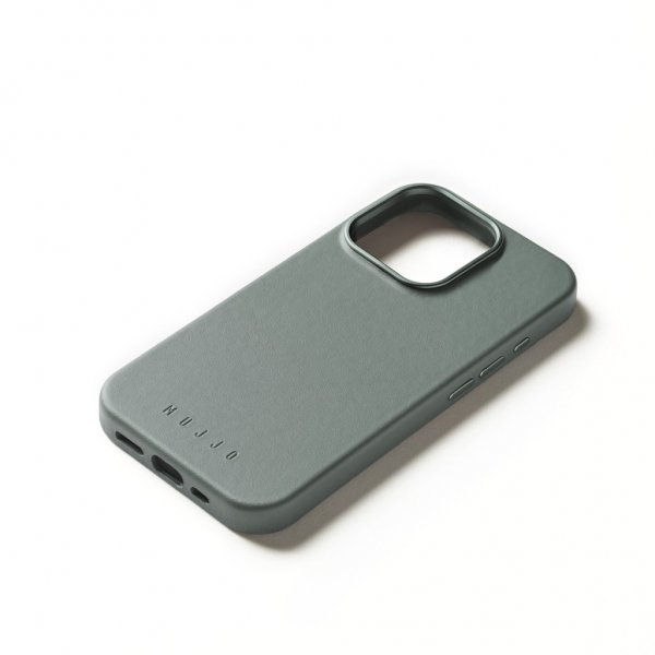 Mujjo iPhone 16 Pro -kotelo täysin nahkaa, Green Smoke