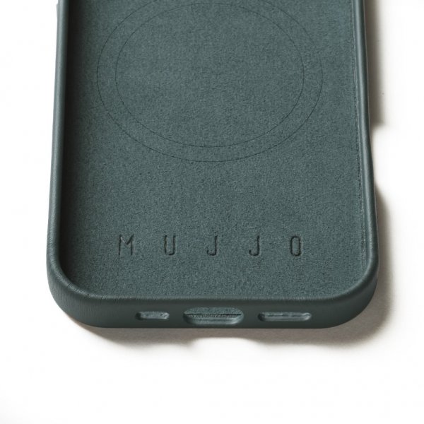 Mujjo iPhone 16 Pro Kuori Täysnahkakotelo Livid Green