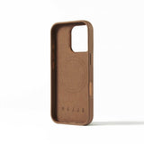 Mujjo iPhone 16 Pro kuoret Full Leather Case Dark Tan