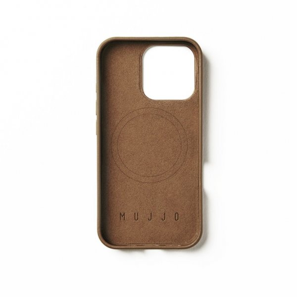 Mujjo iPhone 16 Pro kuoret Full Leather Case Dark Tan