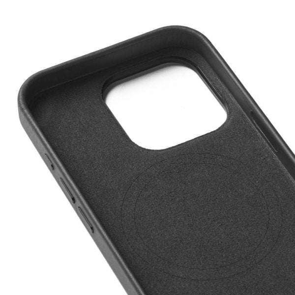 Mujjo iPhone 16 Pro Nahkakotelo Lompakolla Musta