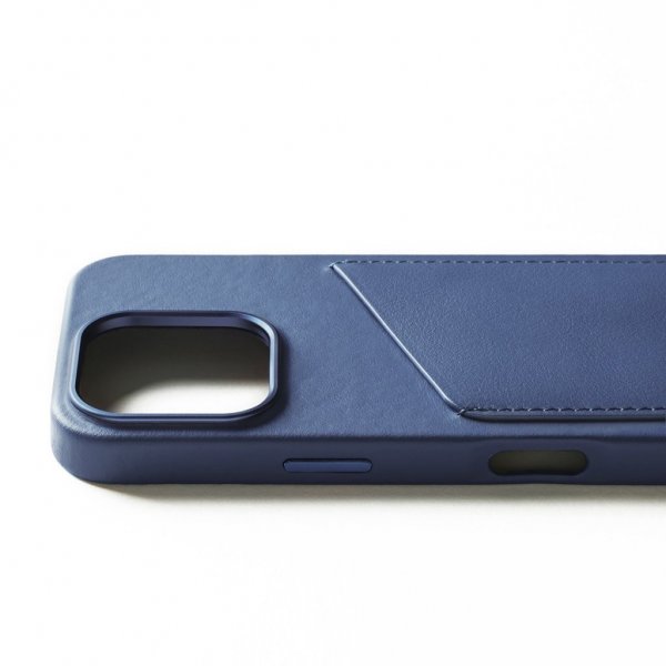 Mujjo iPhone 16 Pro Full Leather Wallet Case Monaco Blue