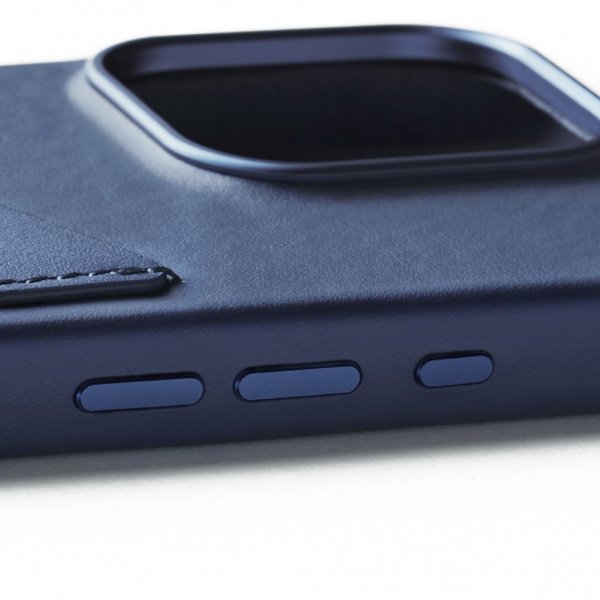 Mujjo iPhone 16 Pro Full Leather Wallet Case Monaco Blue