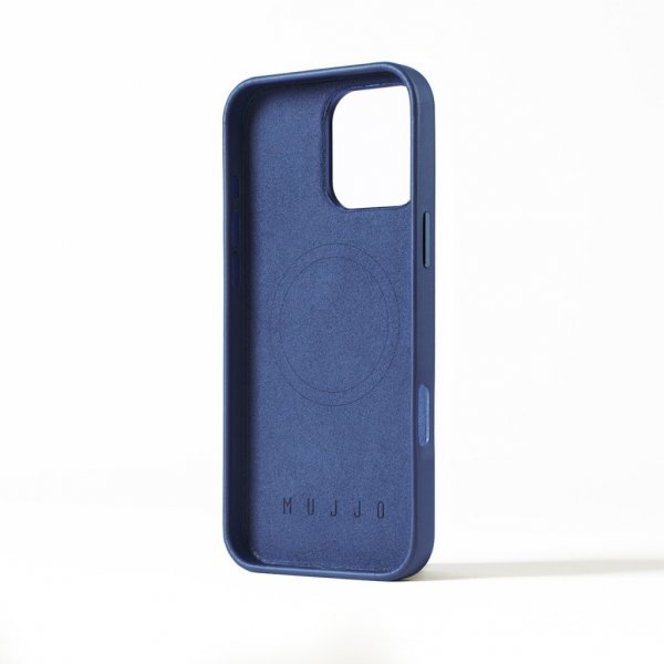 Mujjo iPhone 16 Pro Max -kotelo täysnahkainen Monaco Blue