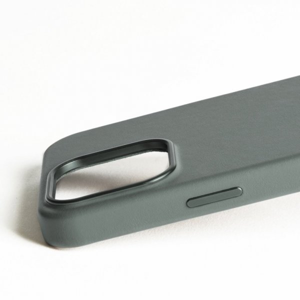 Mujjo iPhone 16 Pro Max -kotelo täysnahkaa, Green Smoke