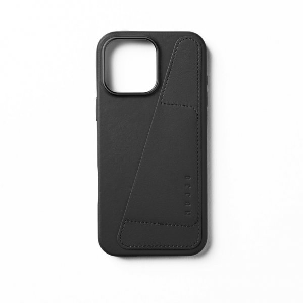 Mujjo iPhone 16 Pro Max -kotelo, täysnahkainen lompakkokotelo, musta