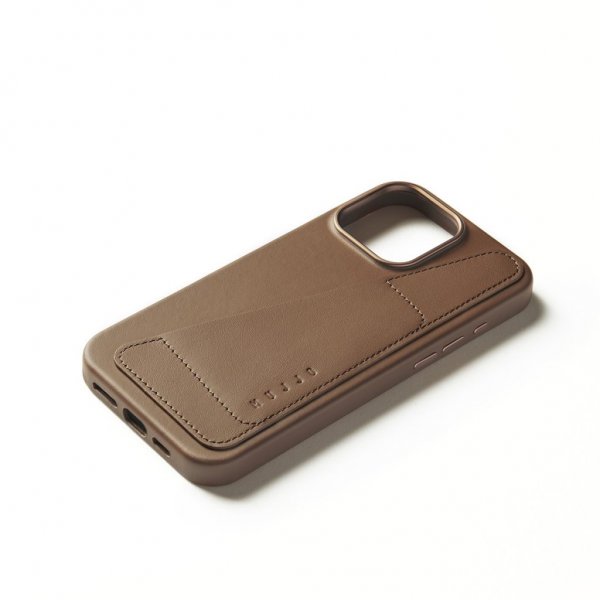 Mujjo iPhone 16 Pro Max -kotelo täysnahkainen lompakkokotelo, tummanruskea