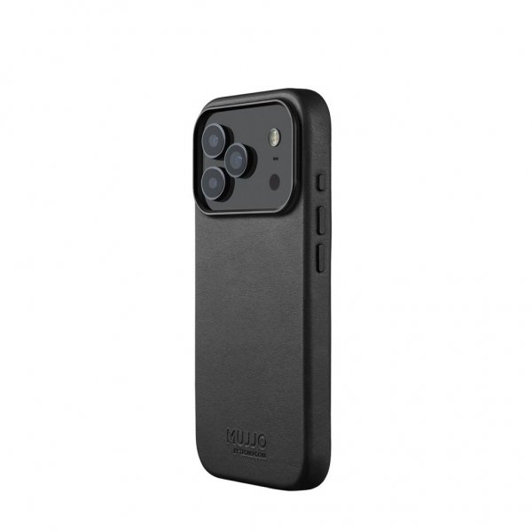 Mujjo iPhone 17 Pro -täysnahkakotelo MagSafe Musta