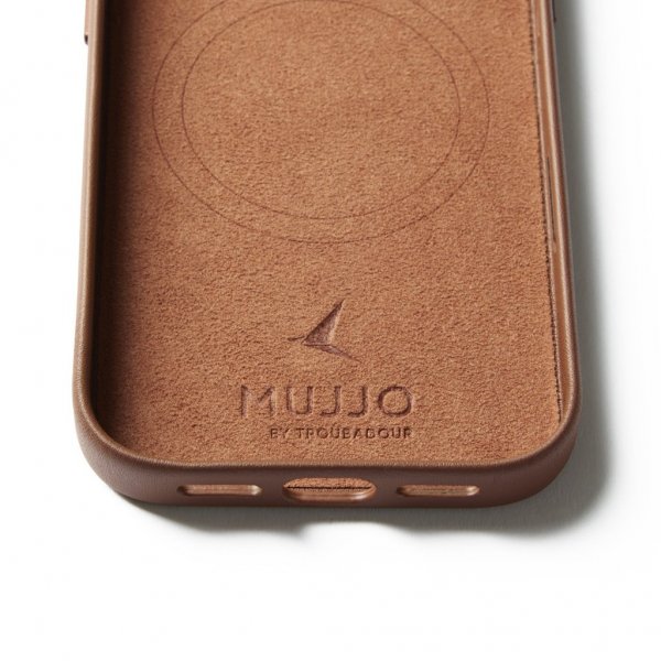 Mujjo iPhone 17 Pro Kuori Täysnahkainen Lompakkokotelo MagSafe Ruskea