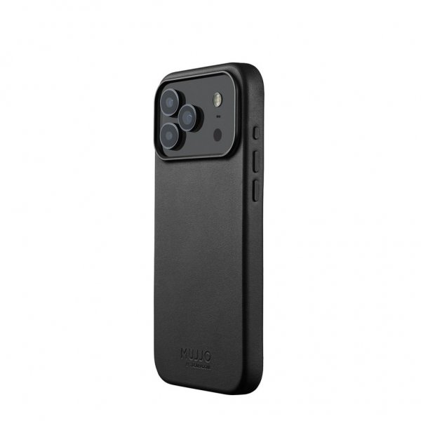 Mujjo iPhone 17 Pro Max Kuori Täysnahkainen Kotelo MagSafe Musta