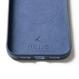 Mujjo iPhone 17 Pro Max -suojakuori täydellä nahalla MagSafe Monaco Blue