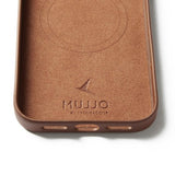 Mujjo iPhone 17 Pro Max -täysnahkakotelo MagSafella, ruskea