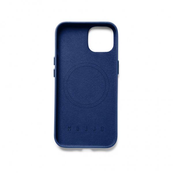Mujjo iPhone 14 Full Leather Case MagSafe Monaco Blue