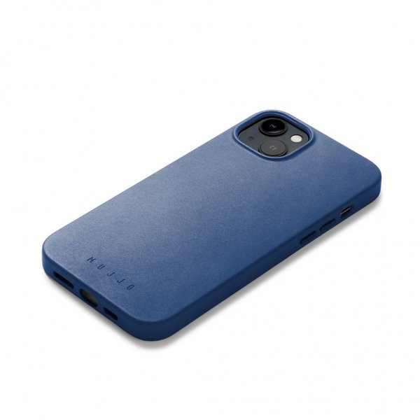 Mujjo iPhone 14 Plus -täysnahkakotelo MagSafe Monaco Blue