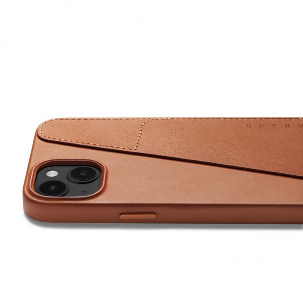 Mujjo iPhone 14 Plus Full Leather Wallet -suojakuori, Monaco Blue