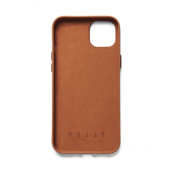 Mujjo iPhone 14 Plus -täysnahkainen lompakkokotelo, ruskea