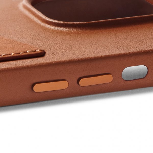 Mujjo iPhone 14 Plus -täysnahkainen lompakkokotelo, ruskea