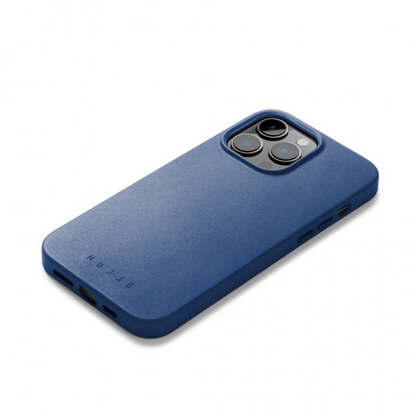 Mujjo iPhone 14 Pro Max -kuori, täysnahkainen, MagSafe, Monaco Blue