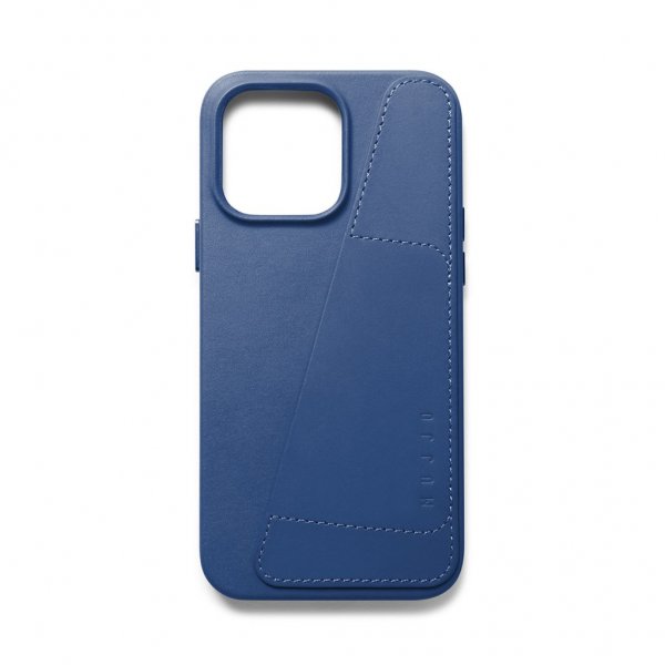 Mujjo iPhone 14 Pro Max -suojakuori, täysnahkainen lompakkokotelo, Monaco Blue