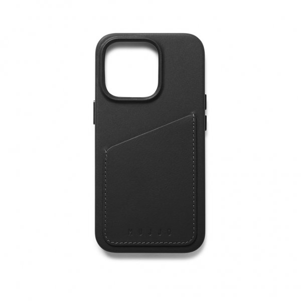 Mujjo iPhone 14 Pro -suojakuori, Full Leather Wallet Case, musta