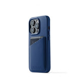 Mujjo iPhone 14 Pro -suojakuori, täysnahkainen lompakkokotelo, Monaco Blue