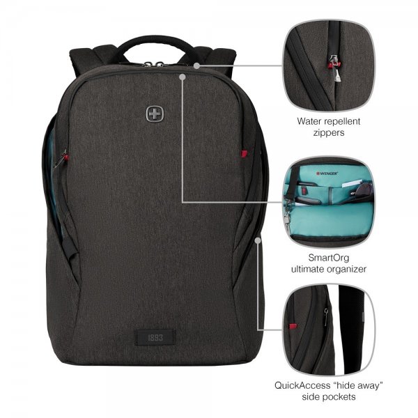 Wenger MX Light 16" kannettavan tietokoneen reppu, harmaa