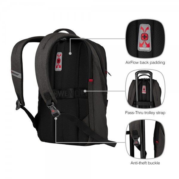 Wenger MX Light 16" kannettavan tietokoneen reppu, harmaa