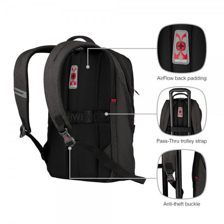 Wenger MX Light 16" kannettavan tietokoneen reppu, harmaa