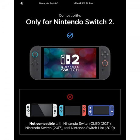 Spigen Nintendo Switch 2 -näytönsuoja GLAS.tR EZ Fit Pro 2 kpl