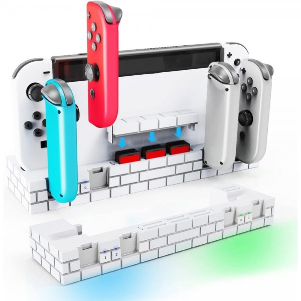 Nintendo Switch -lataustelakka Joy-Coneille, jossa on pelisäilytys, ruskea