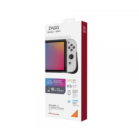 Gear4 Nintendo Switch OLED-kuori ja näytönsuoja Kita Grip 360 Clear