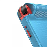 Nintendo Switch -kuori harjattua hiilikuitukuviota, sininen