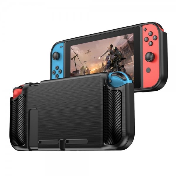 Nintendo Switch Kuori Harjattu Hiilikuitukuvio Musta