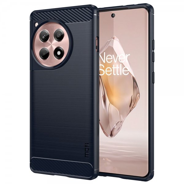 Mofi OnePlus 12R -kuori, harjattu hiilikuitukuviointi, sininen