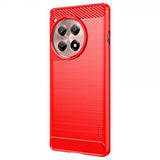 Mofi OnePlus 12R Kuori Harjattu hiilikuitukuvio Punainen