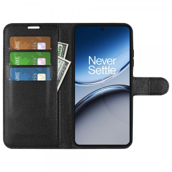 OnePlus Nord 4 -suojakotelo, litsi-nahkakuvio, musta