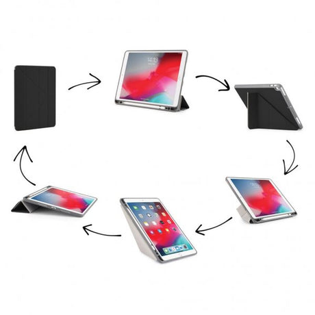 Pipetto iPad Air 2019 (3. sukupolven) Origami-suojakotelo kynäpaikalla, musta