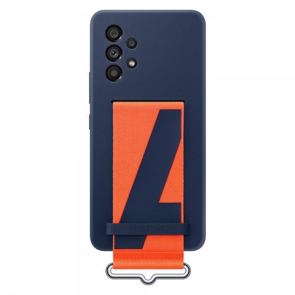 Samsung Original Galaxy A53 5G Silikonikotelo hihnalla Laivastonsininen