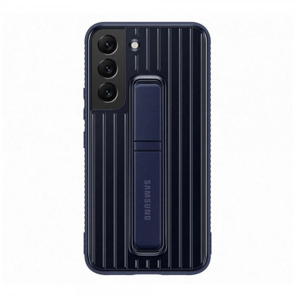 Samsung alkuperäinen Galaxy S22 -suojakuori jalustalla, laivastonsininen