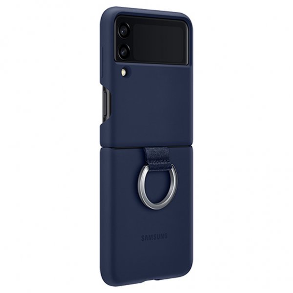 Samsung Original Galaxy Z Flip 3 -silikonisuojakuori renkaalla, tummansininen