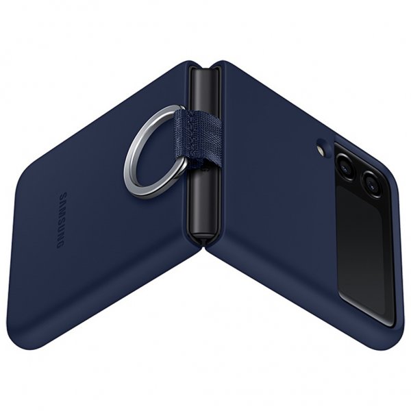 Samsung Original Galaxy Z Flip 3 -silikonisuojakuori renkaalla, tummansininen