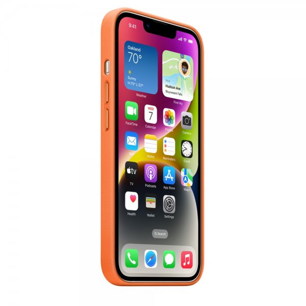 Apple Alkuperäinen iPhone 14 Plus Nahkakuori MagSafe Oranssi