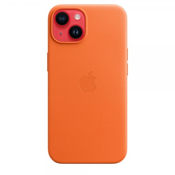 Apple Original iPhone 14 Kuori Nahkakuori MagSafe Oranssi