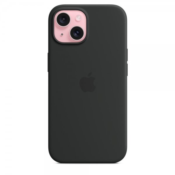 Apple Original iPhone 15 Plus Kuori Silikoni MagSafe Musta