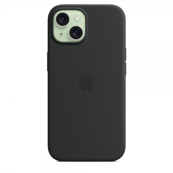 Apple Original iPhone 15 Plus Kuori Silikoni MagSafe Musta