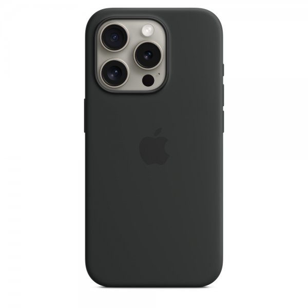 Apple Original iPhone 15 Pro Max Kuori Silikoni MagSafe Musta
