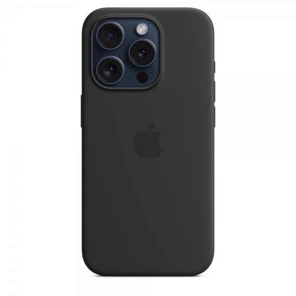 Apple Original iPhone 15 Pro Max Kuori Silikoni MagSafe Musta